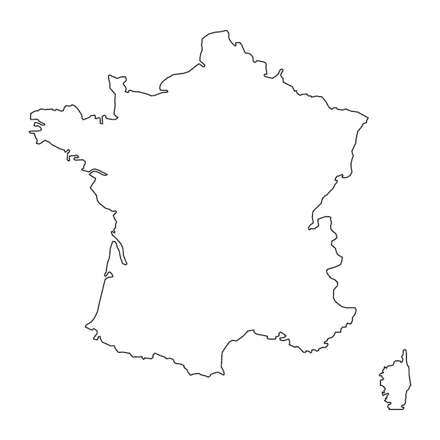 Fundo do mapa da frança com mapa dos estados da frança isolado na ilustração vetorial de fundo branco