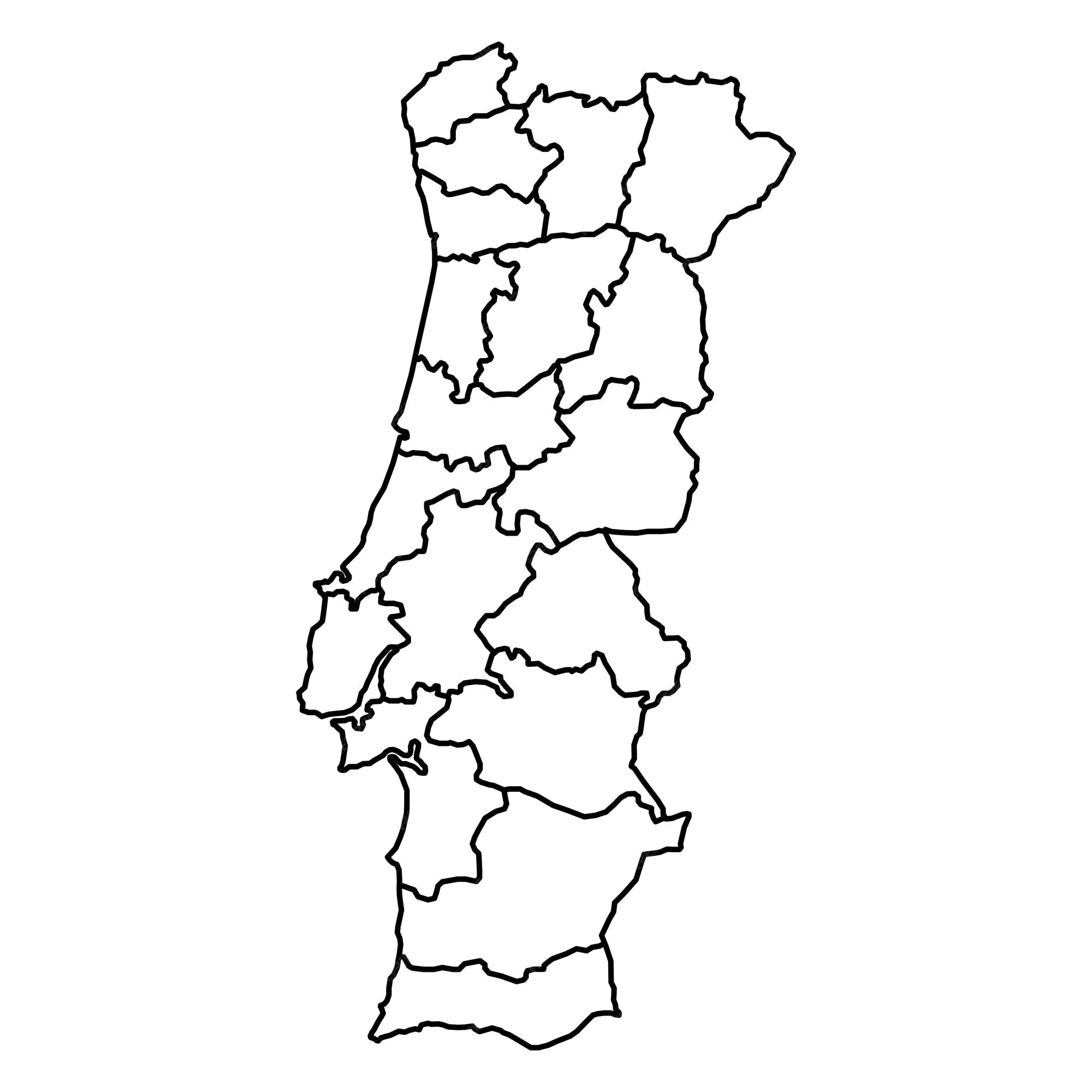 Mapa Nacional Do Desenho Do Vetor De Portugal No Fundo Branco