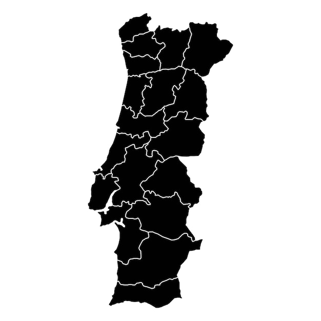 Fundo do mapa de portugal com mapa de estados de portugal isolado na ilustração vetorial de fundo branco