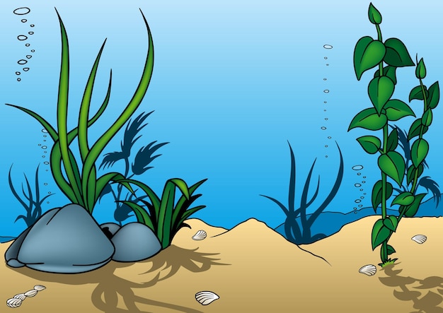 Fundo do mar com plantas