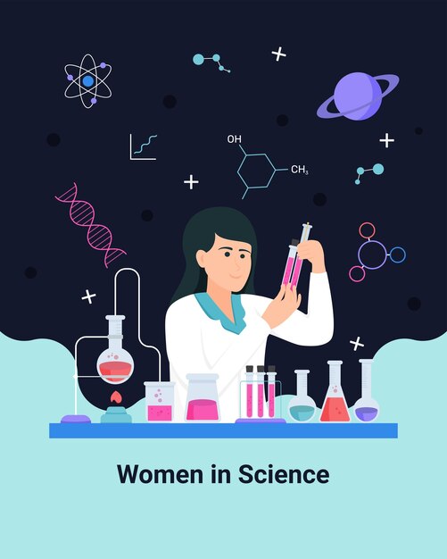Fundo do pôster do Dia Internacional das Mulheres e Meninas na Ciência