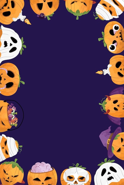 Vetor fundo do quadro de ilustração de abóbora de halloween