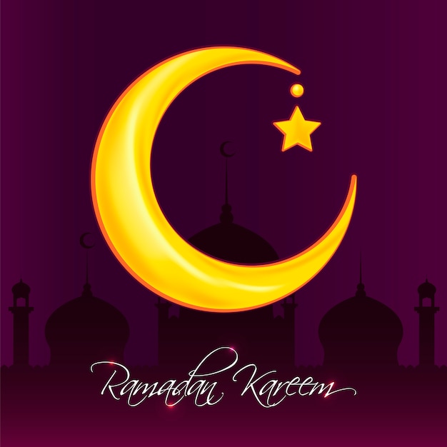 Vetor fundo do ramadã com lua crescente