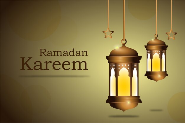 Fundo do ramadan kareem com decoração de lanterna