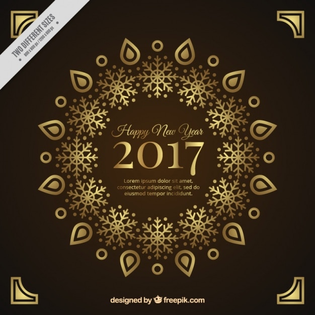 Fundo dourado ornamental de novo ano de 2017