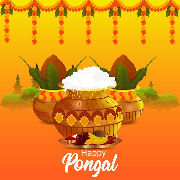 Fundo e ilustração criativa pongal feliz