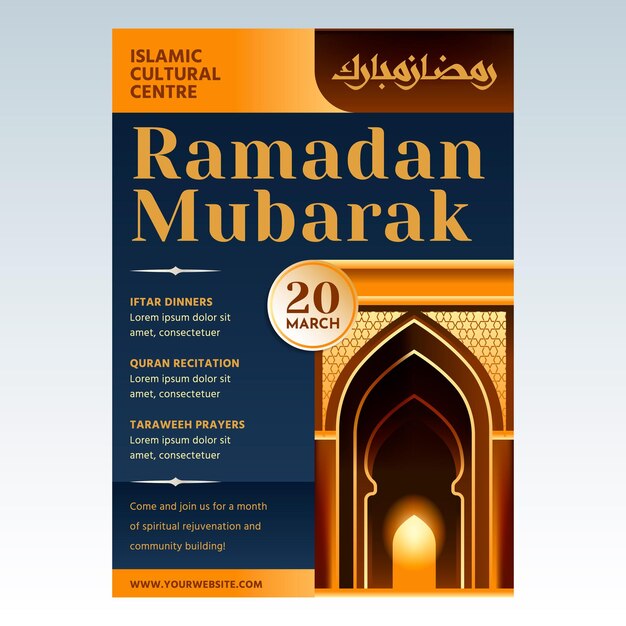 Vetor fundo e modelo de design de panfleto de ramadã mubarak