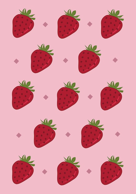 Fundo e papel de parede de morango vermelho fofo