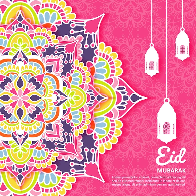 Fundo eid mubarak com ornamento de mandala