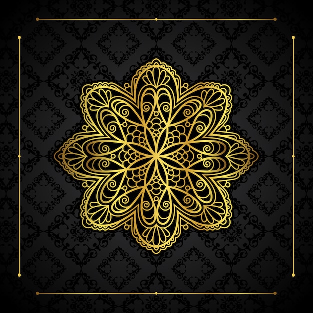 Fundo elegante com borda de ouro e design de mandala