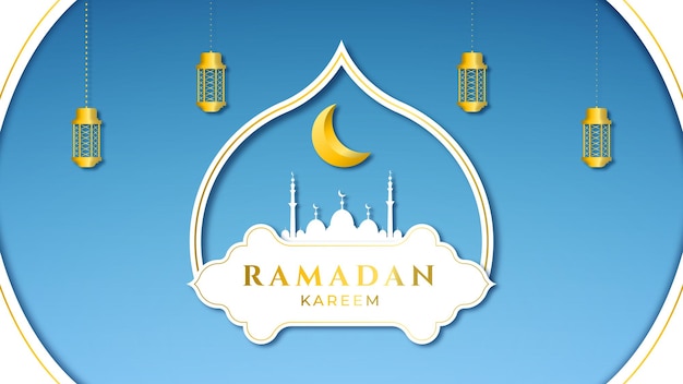 Fundo elegante do ramadan kareem do céu azul