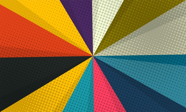 Vetor fundo em quadrinhos pop art com raios coloridos