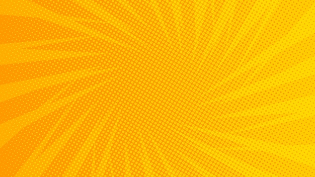 Vetor fundo em quadrinhos retrô de arte pop amarelo e laranja com estilo de meio-tom