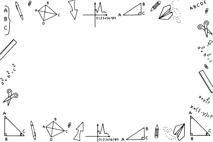 Vetor fundo escolar com ilustração vetorial de doodles em estilo desenhado à mão réguas triângulos material escolar ilustração vetorial