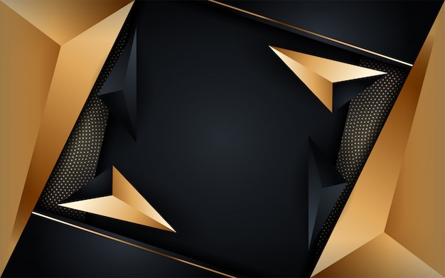 Fundo escuro abstrato luxo com combinações de linhas douradas. fundo futurista moderno