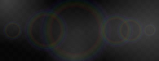 Fundo escuro com efeitos de flare de lente multicolor sutil Círculos de luz abstratos e reflexos em sobreposição transparente