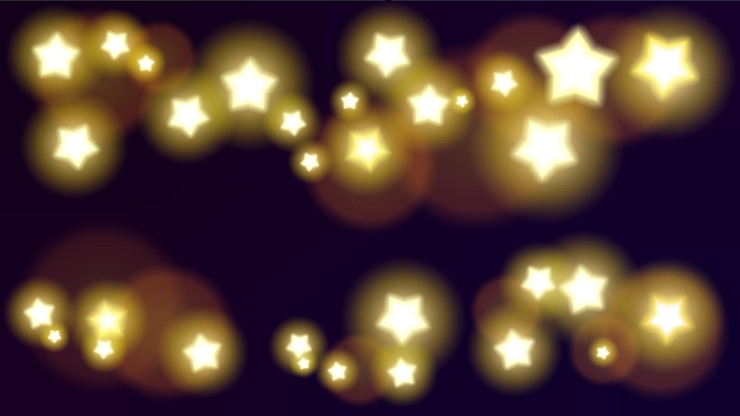 Vetor fundo escuro com estrelas douradas brilhantes