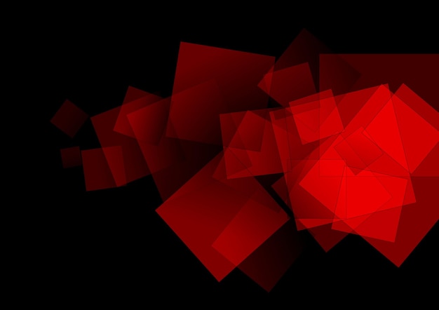 Fundo escuro de tecnologia de quadrados vermelhos abstratos Modelo de design gráfico geométrico vetorial