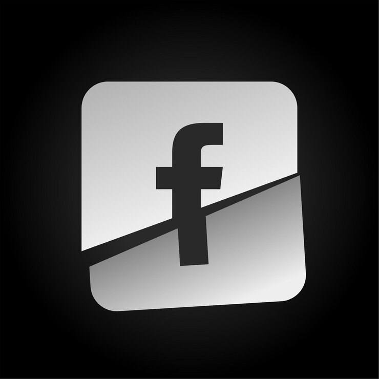Vetor fundo escuro efeito de corte ícone do facebook com visual moderno