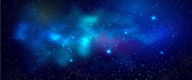 Fundo espacial com nebulosa realista e estrelas brilhantes Galáxia colorida mágica com poeira estelar