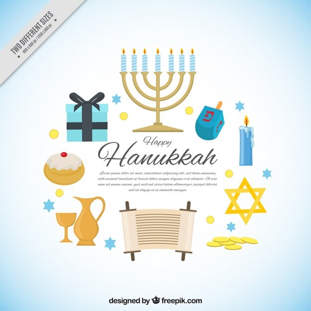 Fundo feliz de hanukkah com detalhes azuis