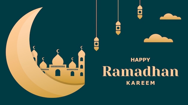 Vetor fundo feliz luxuoso de ramadhan kareem