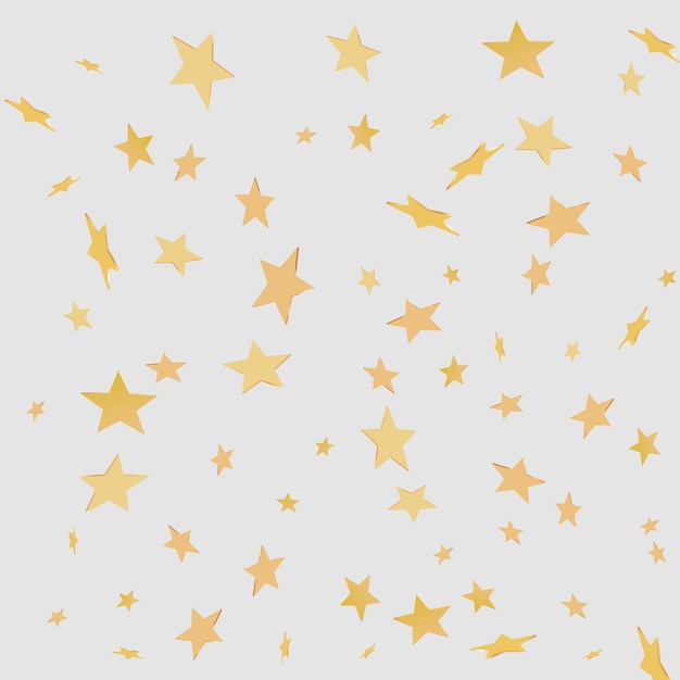 Fundo festivo xabright com muitas estrelas 3d de ouro cintilante pano de fundo branco