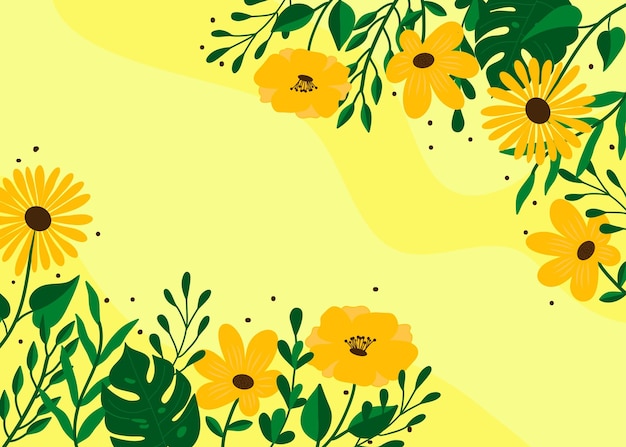 Vetor fundo floral amarelo abstrato