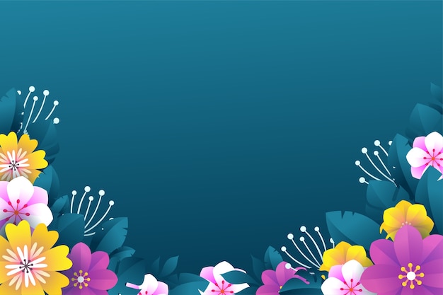 Fundo floral colorido com design plano