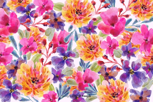 Vetor fundo floral colorido em aquarela