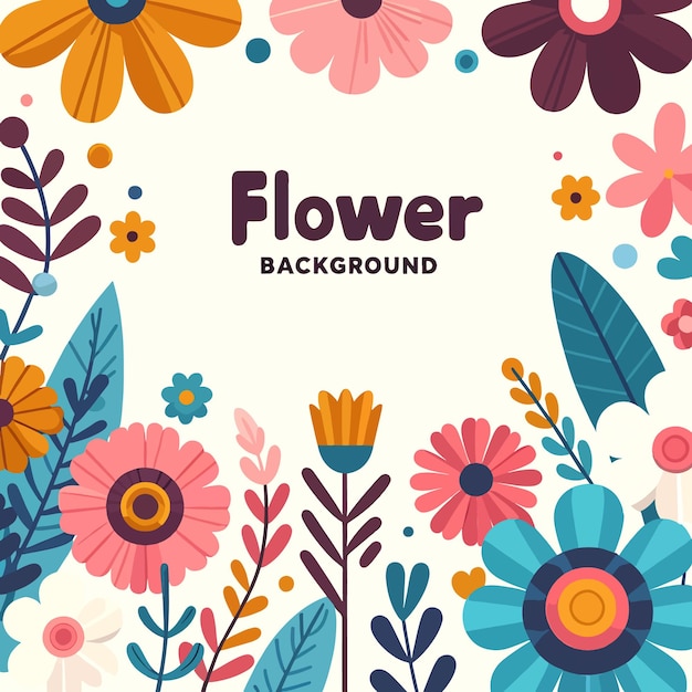 Vetor fundo floral com flores coloridas ilustração vetorial plana