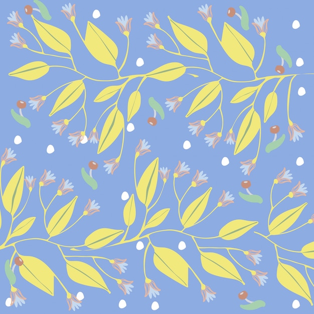 Fundo floral com folhas amarelas