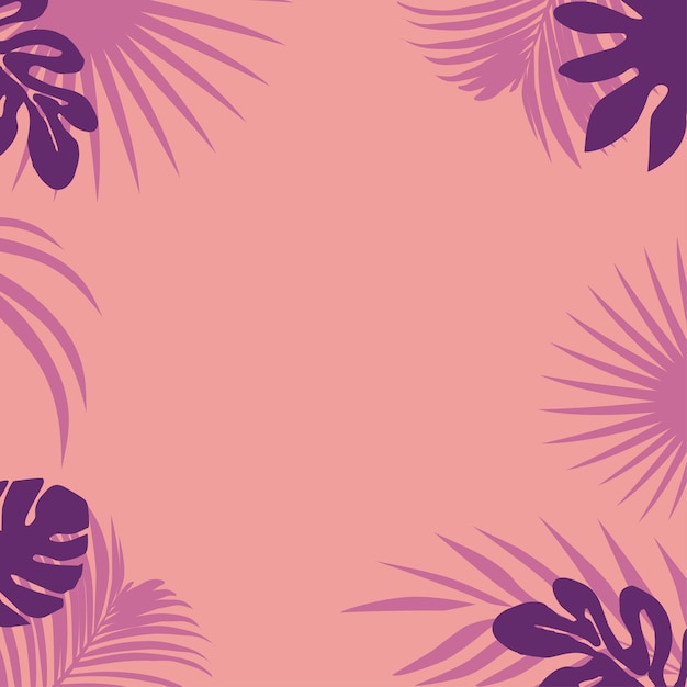 Fundo floral com folhas roxas tropicais