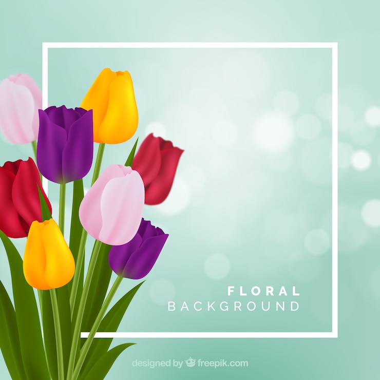 Vetor fundo floral com tulipas realistas