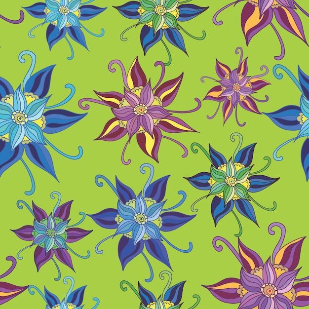 Fundo floral de estilo de desenho bonito sem costura doodle