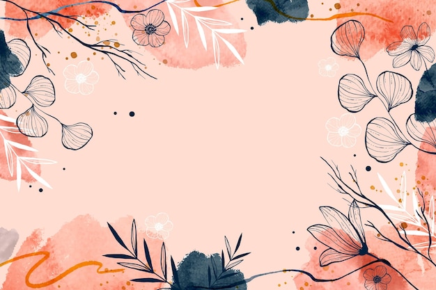 Fundo floral desenhado à mão em aquarela