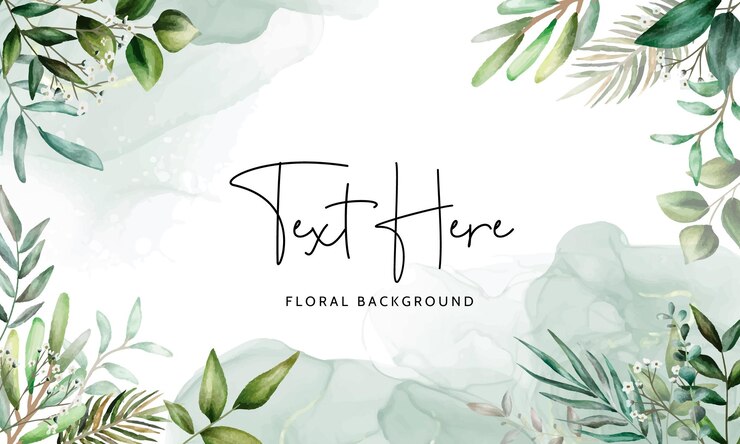fundo floral elegante com desenho à mão e folhas em aquarela