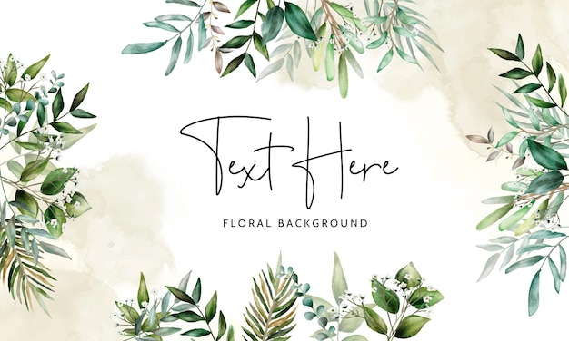 fundo floral elegante com desenho à mão e folhas em aquarela