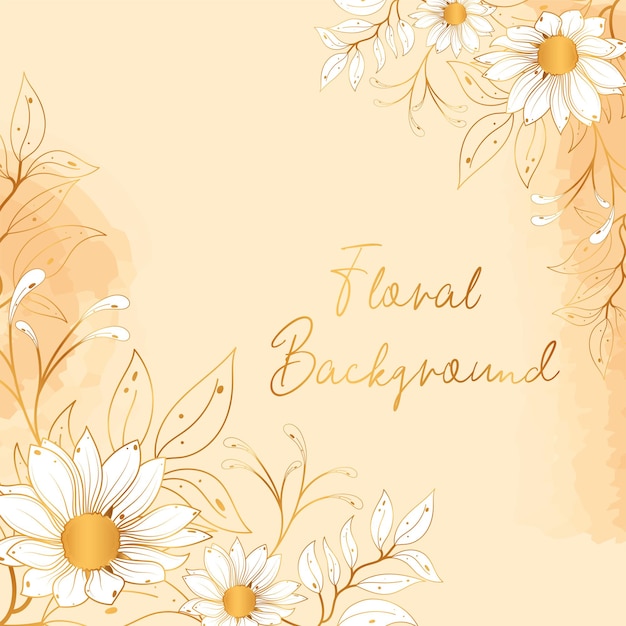 Fundo floral elegante com margarida dourada e folhas Vector