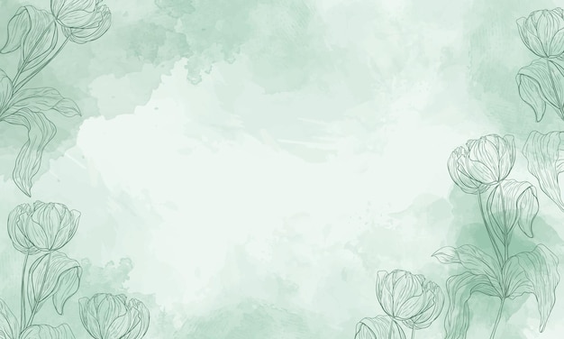 Vetor fundo floral em aquarela com elementos de flores desenhados à mão