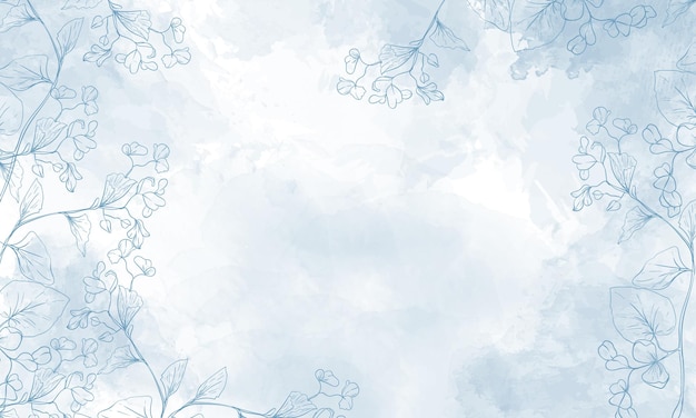 fundo floral em aquarela com elementos de flores desenhados à mão