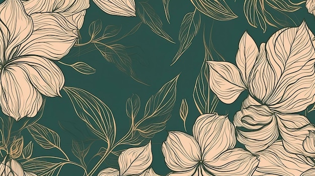 Fundo floral gravado linear desenhado à mão