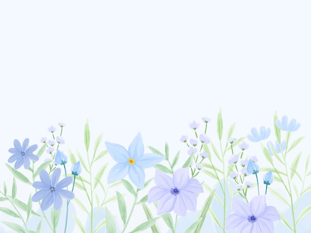 Vetor fundo floral muito azul aquarela