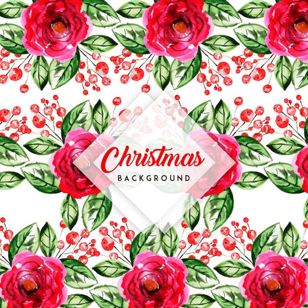 Fundo floral natal aquarela