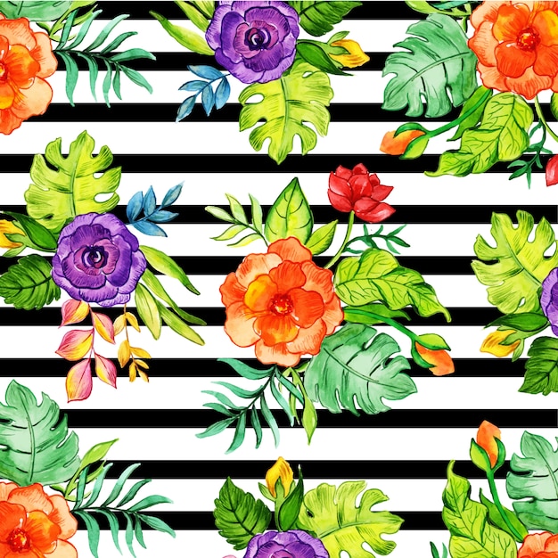 Fundo floral preto listra