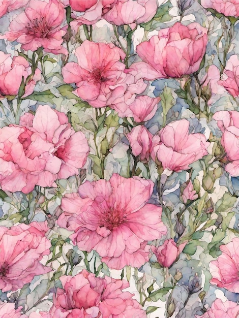 Vetor fundo floral rosa e verde