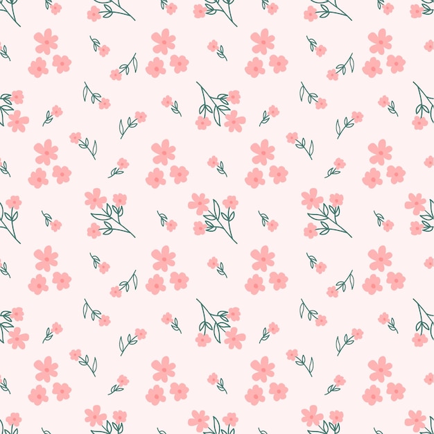 Fundo floral sem costura desenhado à mão