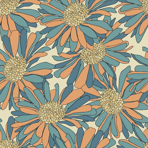 Fundo floral sem costura padrão de flores vintage
