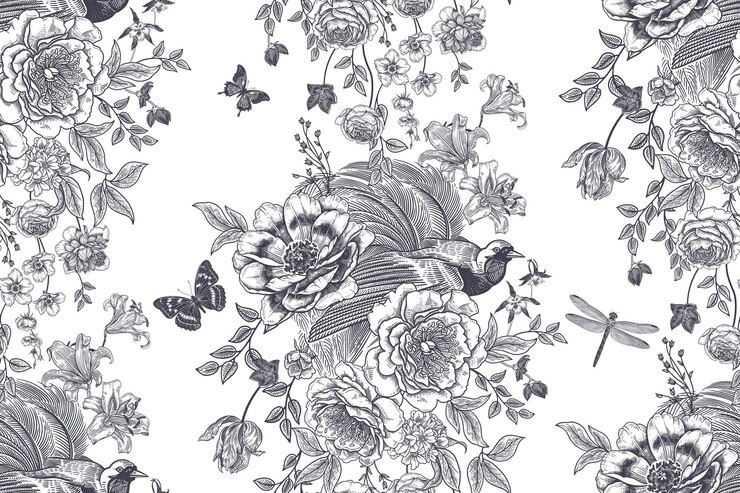 Vetor fundo floral sem costura peônias rosas tulipas lírios e outras flores luxuosas vetor