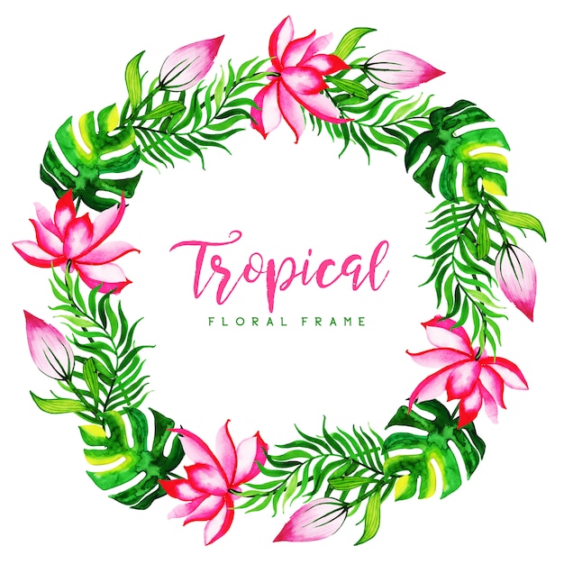 Fundo floral tropical aquarela